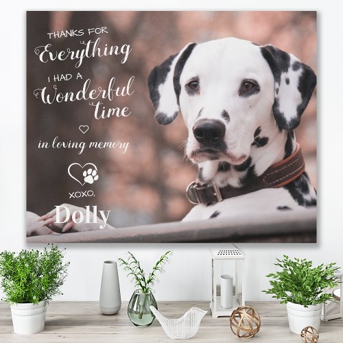 Thanks For Everything Pet Loss Dog Memorial Photo Faux Canvas Print