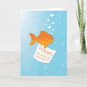 Thanks For Feeding Fish Letterpress Thank You Card