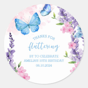 Thanks for fluttering Butterflies Birthday Classic Round Sticker