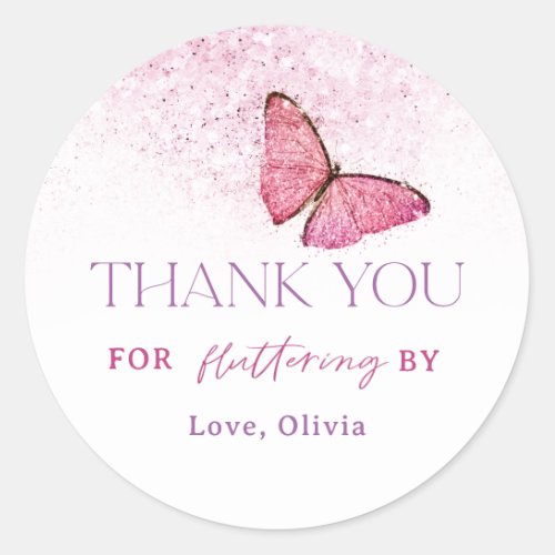 Thanks For Fluttering By Butterfly Favor Classic Round Sticker