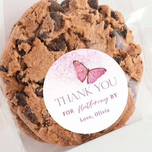 Thanks For Fluttering By Butterfly Favor Classic Round Sticker