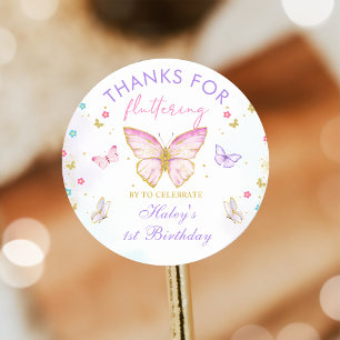Thanks For Fluttering By Butterfly Thank You Classic Round Sticker