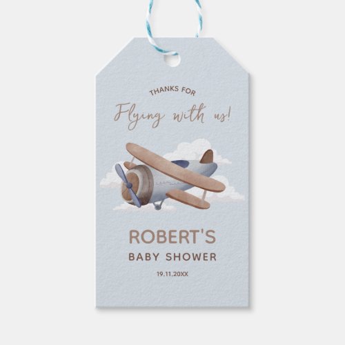 Thanks for flying with us Airplane Baby Shower Gift Tags