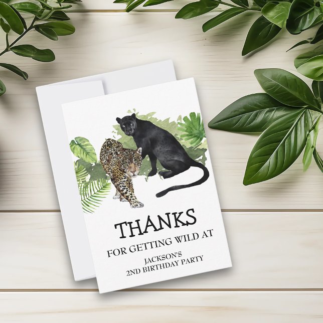 Thanks for Getting Wild Birthday Leopard Panther  Thank You Card (Creator Uploaded)
