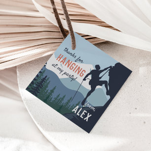 Thanks for Hanging Rock Climbing Birthday Favor Tags