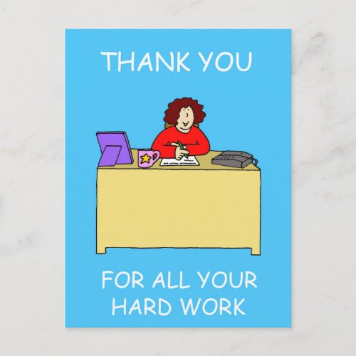 Thanks for Hard Work Admin Professionals Day Postcard