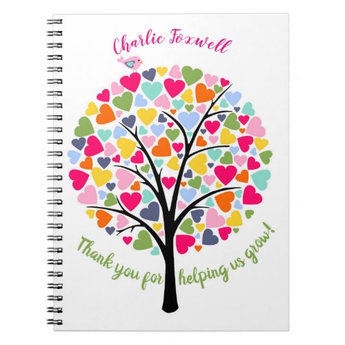 Thanks for helping is grow colourful apple tree notebook