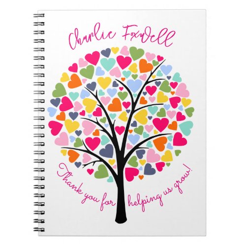 Thanks for helping is grow colourful apple tree notebook