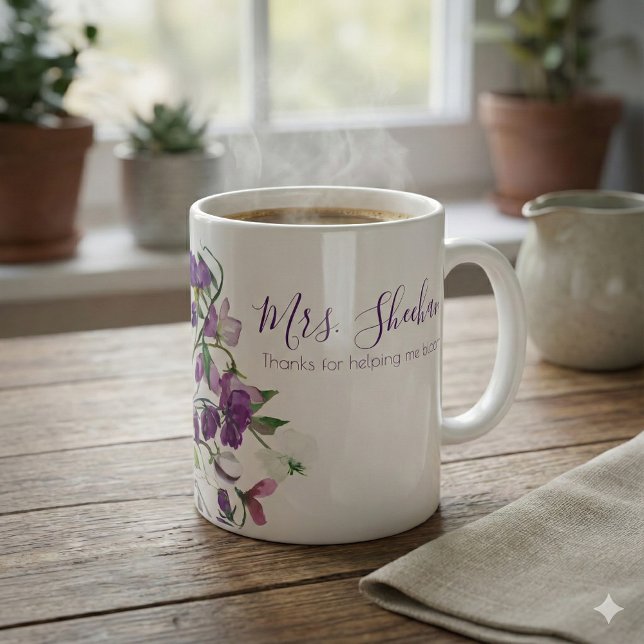 Thanks For Helping Me Bloom Mug (Thank someone special with this, "Thanks for helping me bloom" personalized floral mug! )