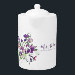 Thanks For Helping Me Bloom Tea Pot<br><div class="desc">Show your appreciation with this lovely watercolor sweet pea,  "Thanks for helping me bloom" tea pot! Perfect for teachers! Matching mug available!</div>