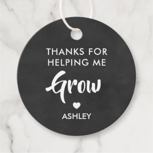 Thanks for Helping Me Grow Gift Tag, Chalkboard Favor Tags