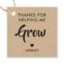 Thanks for Helping Me Grow Gift Tag, Kraft Favor Tags