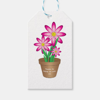 Thanks For Helping Me Grow - Happy Flower Gift Tags