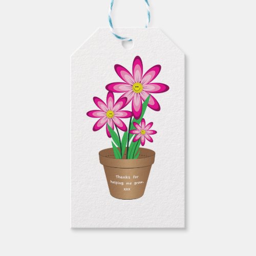 Thanks For Helping Me Grow _ Happy Flower Gift Tags
