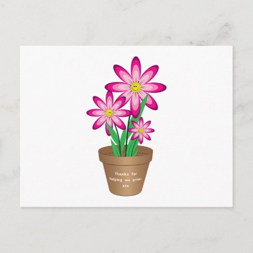 Thanks For Helping Me Grow _ Happy Flower Postcard