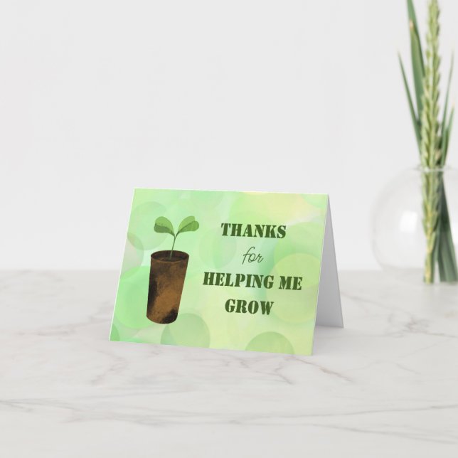 Thanks for helping me grow! letterpress thank you card (Front)