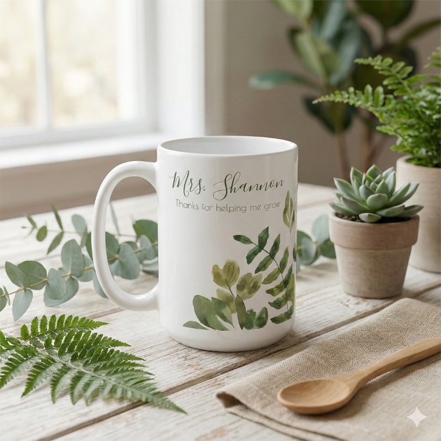 Thanks For Helping Me Grow Mug (Thank a special teacher with this, "Thanks for helping me grow" personalized mug! )