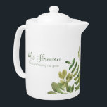 Thanks For Helping Me Grow Tea Pot<br><div class="desc">Show appreciation with this lovely watercolor leaf,  "Thanks for helping me grow" tea pot! Perfect for teachers! Matching mug available!</div>