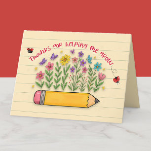 Thanks for Helping Me Grow Teacher Appreciation Letterpress Thank You Card