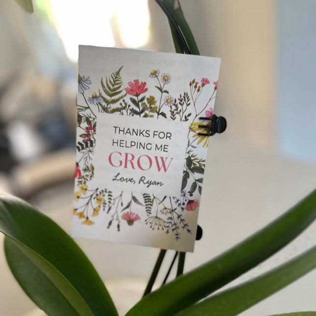 Thanks for helping me grow teacher / Daycare Gift  Thank You Card (Creator Uploaded)