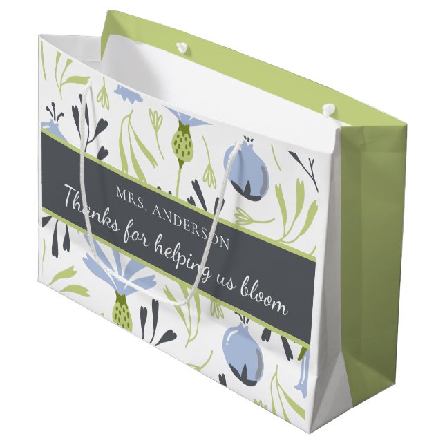Thanks For Helping Us Bloom Teacher Gift Bag (Front Angled)