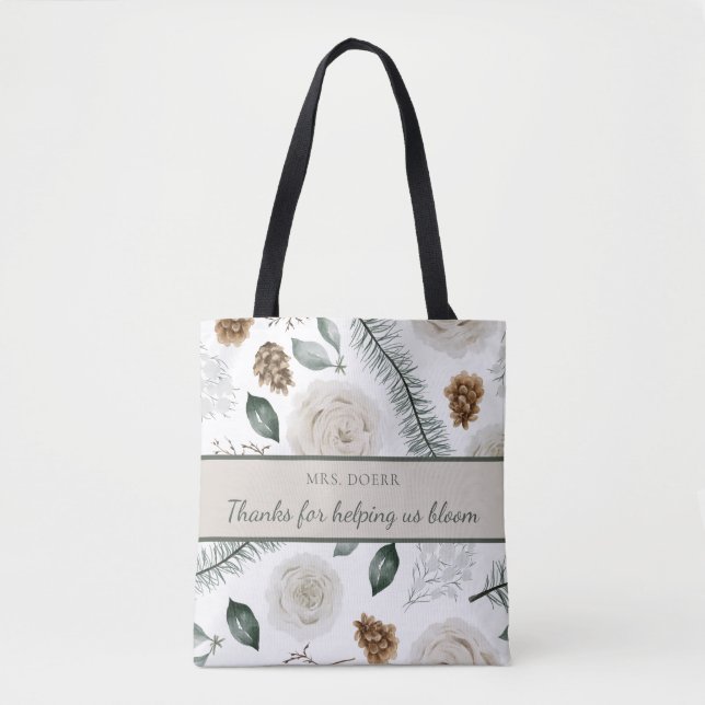 Thanks For Helping Us Bloom Teacher Tote Bag (Front)