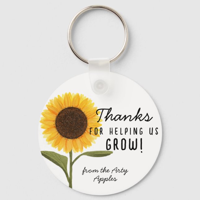 Thanks for Helping Us Grow! Sunflower Teacher  Keychain (Front)