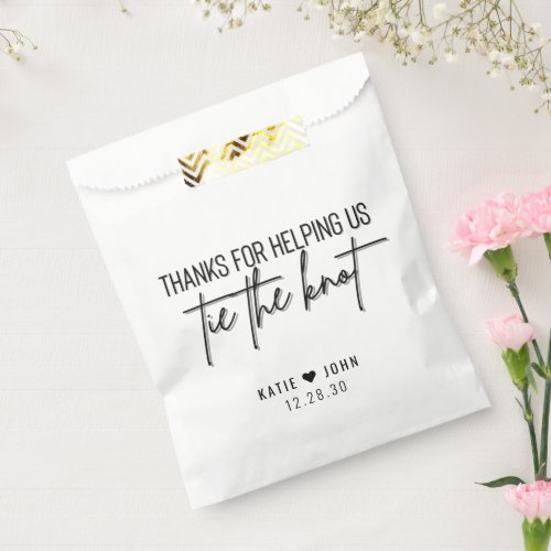 Thanks for helping us Tie the Knot Calligraphy  Favor Bag