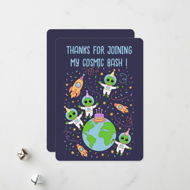 Thanks for Joining My Cosmic Birthday Bash – Space Holiday Card (Front/Back In Situ)