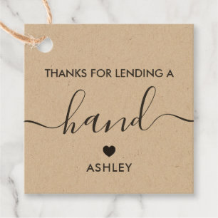 Thanks for Lending a Hand Gift Tag, Kraft Favor Tags