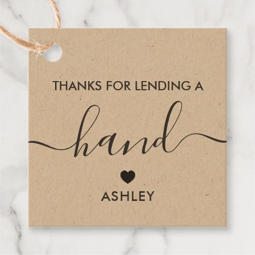 Thanks for Lending a Hand Gift Tag Kraft Favor Tags