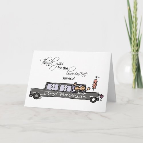 Thanks for Limousine Service Wedding Stick Figures Thank You Card