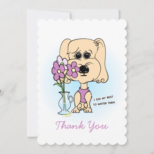 Thanks for minding my dog Flat Thank You Card