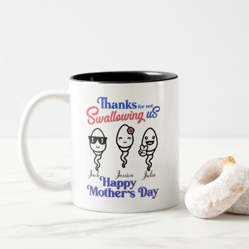 Thanks for not swallowing us up to 3 kids Two_Tone coffee mug