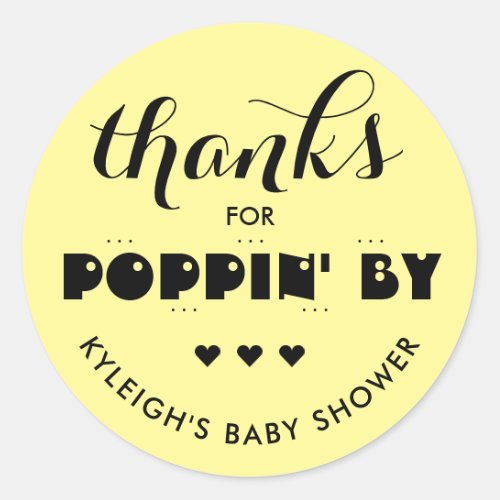 Thanks for Poppin By Baby Shower Popcorn  Classic Round Sticker