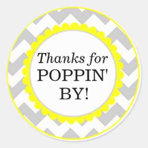 Due For Poppin By means of, Chevron Print Youngster Shower Clic Spherical Sticker image regarding Thanks for Popping by Printable known as Owing For Poppin By means of, Chevron Print Boy or girl Shower Clic Spherical Sticker