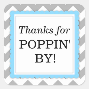 Thanks for Poppin' By Square sticker - Chevron