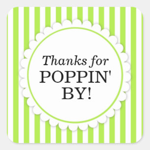 Thanks for Poppin' By Square sticker - Stripes
