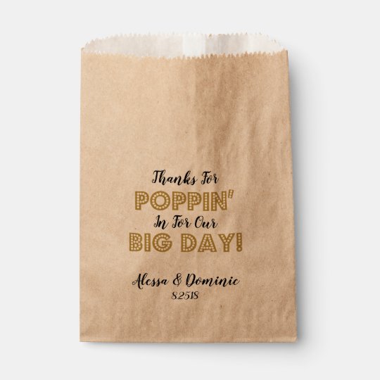 thanks for poppin in for our big day gold favor bag zazzle com