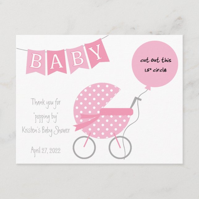 Thanks for "popping by" Baby Shower EOS favor card (Front)