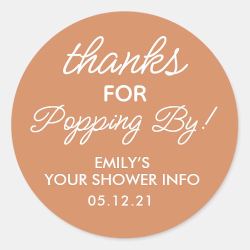 Thanks for Popping By Baby Shower Favor Stickers