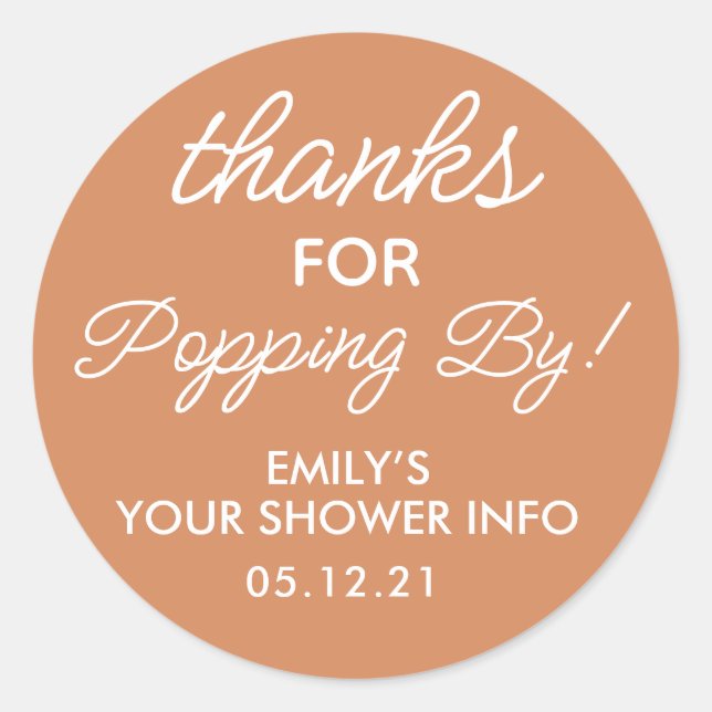 Thanks for Popping By Baby Shower Favor Stickers (Front)