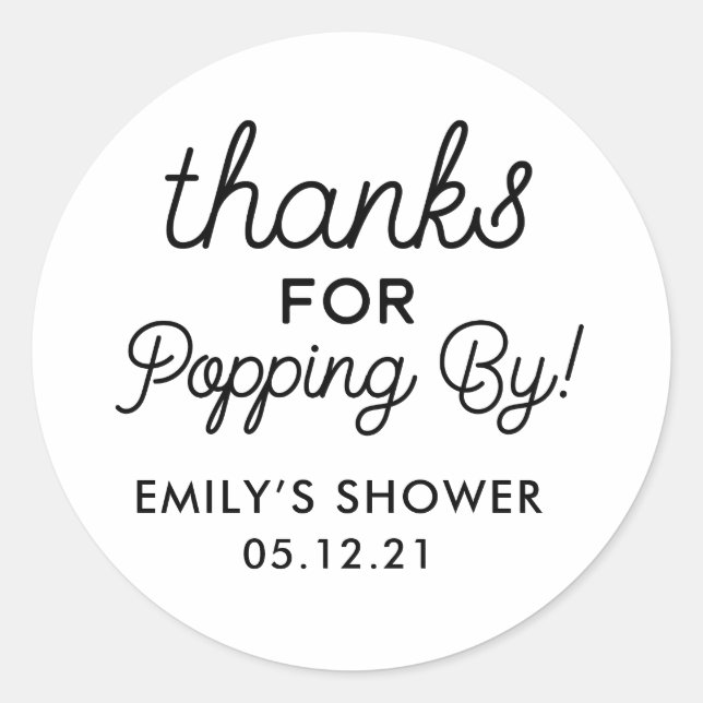 Thanks for Popping By Baby Shower Favor Stickers (Front)