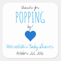 Thanks for Popping By!  Baby Shower Favor Stickers