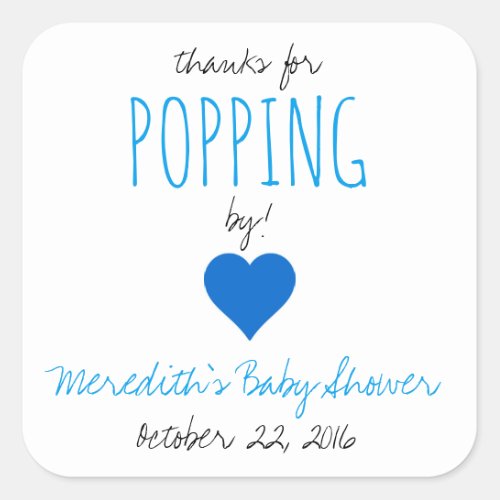 Thanks for Popping By  Baby Shower Favor Stickers