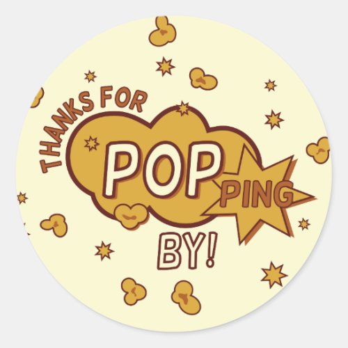 thanks for popping by baby shower party gift classic round sticker