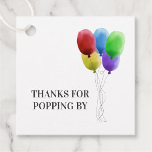 Thanks for Popping By, Balloon Gift Tag, Popcorn Favor Tags