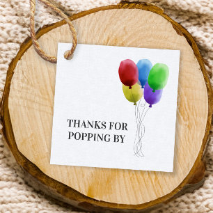 Thanks for Popping By, Balloon Gift Tag, Popcorn Favor Tags