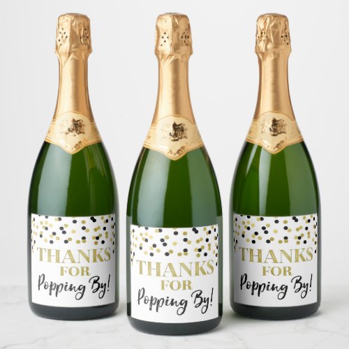 Thanks for Popping by Black Confetti Sparkling Wine Label