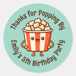 Thanks for Popping By Custom Popcorn Party Favor Classic Round Sticker